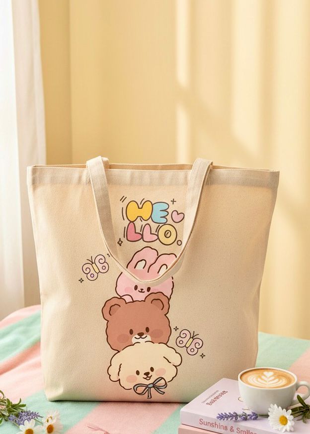Besties Cute Bunny Bear Dog Tote Bag