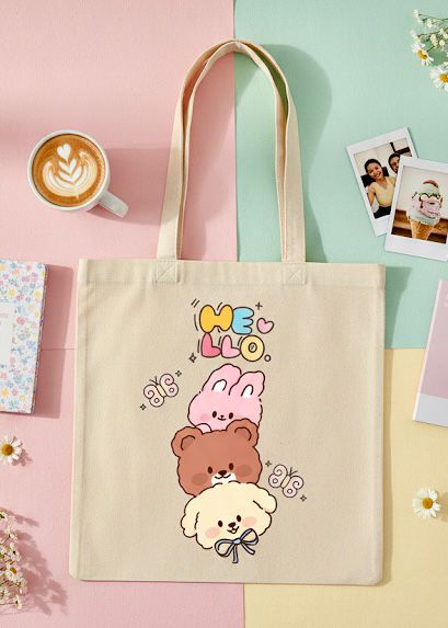 Besties Cute Bunny Bear Dog Tote Bag