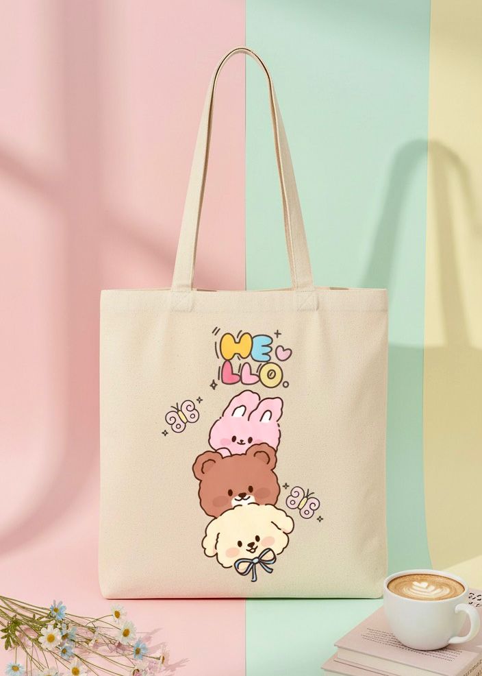 Besties Cute Bunny Bear Dog Tote Bag